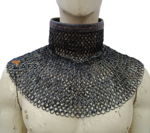 ชุดเกราะอัศวินแบบยุคกลางแท้ ดีไซน์โบราณ ขนาด 09 มม. พร้อมปลอกคอเหล็กถักแบบวงแหวน ตกแต่งด้วยหนังอย่างดี ทำด้วยมือ สำหรับแต่งกาย - Product Image 6