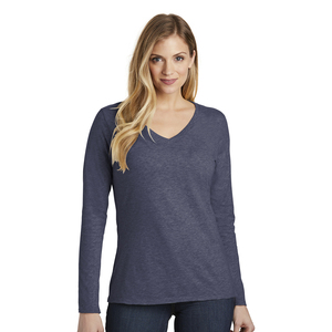 Camiseta de Manga Larga con Cuello en V para Mujer, Color Sólido, Tejido de Algodón y Elastano, Ropa Casual para Todas las Temporadas, Corte Regular - Product Image 2