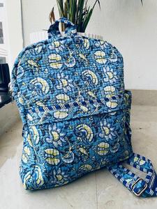 Handmade Pure Cotton Quilted Zipper Closure Unisex Washable Lightweight Daypack Travel <b>School</b> Summer/Spring <b>Backpack</b> - Product Image 3