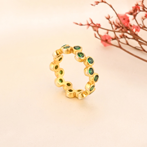 แหวนทองเหลืองชุบทองสำหรับผู้หญิงตัวเรือนพลอย CZ - Product Image 2