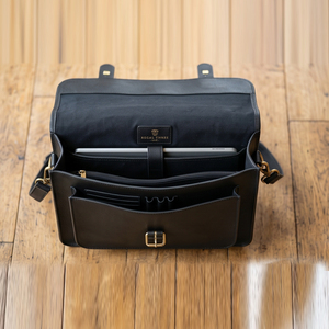 Regal Three Genuine Leather Briefcase Buckle Closure Multi-Functional Office Laptop Bag Men's Business Satchel Leather Bags Unis - Product Image 1