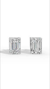 Boucles d'oreilles solitaires en diamant de laboratoire taille émeraude Prestige, or 18 carats, bijoux de luxe, diamant certifié, pour mariée - Product Image 5