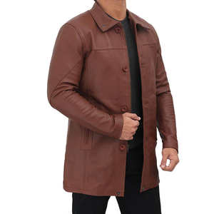 Manteau en cuir personnalisable pour homme, manches longues, trench d'hiver avec col en fourrure, grande taille, matériau de qualité supérieure, confortable - Product Image 4