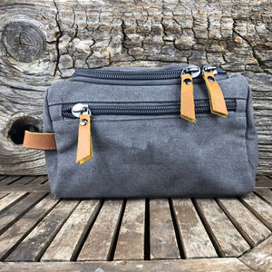 Neceser de lona y cuero vintage, organizador de viaje impermeable, estuche de cosméticos para hombre LCTB-0012 - Product Image 2