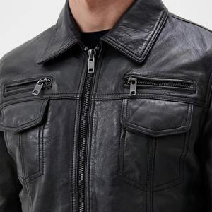 Chaqueta de Cuero Genuino de Alta Gama para Hombre, Chaqueta de Motociclista de Piel de Vacuno, Moda de Invierno, Pedidos al por Mayor OEM - Product Image 2