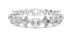 Pulsera llamativa con halo de esmeraldas de corte mixto y diamantes Asscher engastados en forma de cometa - Product Image 4
