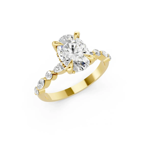 Bague de fiançailles en or 10 carats avec diamant ovale de laboratoire certifié IGI, pierres latérales multiformes, accent marquise, plaqué rhodium, luxe - Product Image 6