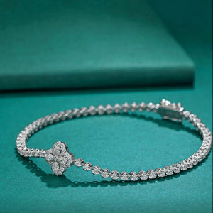 AMBER JEWELS T-570 Pulsera de cadena de tenis unisex chapada en oro macizo de 14K con diamantes, estilo hip-hop, para uso diario, certificada por IGI, 17g - Product Image 1
