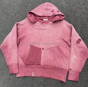 Fabricants sur mesure, tissu lourd, coupe et couture, patch brodé, sweat-shirt pour homme délavé à l'acide - Product Image 1