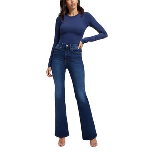 High Quality New Wholesale Women's Casual Woven Denim <b>Jeans</b> Mid Waist Snow Wash Solid Winter Wide Leg Loose Fit Quick Dry - Product Image 4