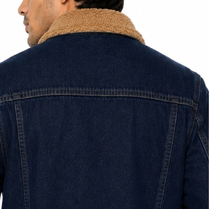 Chaqueta Vaquera Personalizada para Hombre con Cuello de Piel Sintética, Cierre de Botones, Estilo Casual, Corte Regular, para Otoño, Vestimenta Informal de Fin de Semana - Product Image 5