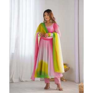 Hermoso vestido Anarkali con Dupatta para fiestas XS Talla Perfect Pent Look - Product Image 1