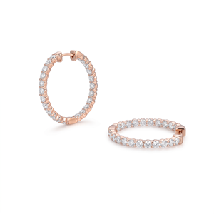 Round Lab Diamond Hoop Earrings 10K 14K 18K Solid Gold 925 Sterling Silver Minimalist Wedding Earrings Moissanite Hoop Earrings - Product Image 3