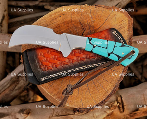 Couteau de chasse et de camping UA Supplies en acier inoxydable de qualité industrielle, à lame fixe, pointe clip, bec de faucon, avec trou pour le pouce, en résine - Product Image 5