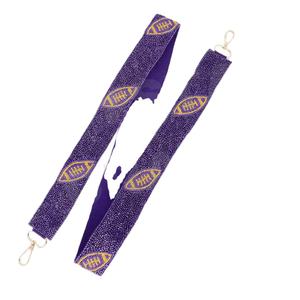 Sangle de sac à main perlée Football bleu Sangles de sac de perles de rocaille en or blanc personnalisées Sangle perlée personnalisée pour sacs - Product Image 1