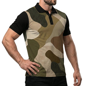 Prix de gros – Polos tactiques camouflage à manches courtes pour hommes, tricotés sur mesure, imprimés, tendance - Product Image 3