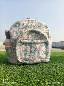 Plaid Flowers Printed Student <b>Backpack</b> Little Kids Wholesale Cotton Quilted <b>Baby</b> Back To School Item With Zipper Girl Schoolbag - Product Image 3