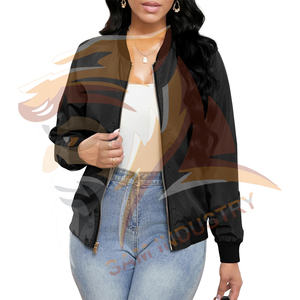 Hot Selling <b>Light</b> Weight Comfortable Satin <b>Jackets</b> Latest Design <b>Women's</b> Breathable Satin Varsity Bomber <b>Jacket</b> - Product Image 5