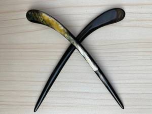 Horquilla para el Cabello de Lujo, Ecológica, Estilo Bohemio, Hecha con Cuerno de Búfalo Natural, Pinza Francesa Negra Reutilizable, Moderna para Mujer - Product Image 2