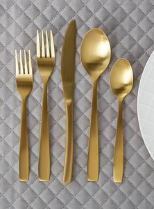 Ensemble de couverts en cuivre rose doré, acier inoxydable, couteau à dîner, fourchette, cuillère à dessert, cuillère à café, service de table pour la restauration - Product Image 5