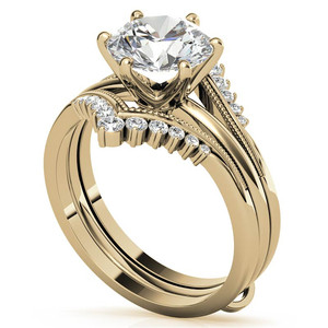 Anillo de Oro de Diseño para Mujer, 9k/10/18k, con Diamante Redondo Brillante Cultivado en Laboratorio de 1.5mm, Solitario con Protector de Anillo, Joyería Elegante - Product Image 4