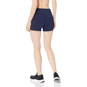Women's Custom High <b>Waist</b> Skinny Fit Solid Color Sport Shorts Breathable Knitted Spandex <b>Elastic</b> <b>Waist</b> Drawstring Closure - Product Image 2