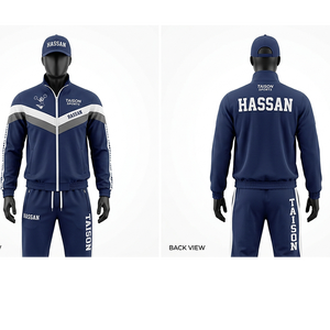 Men Cheerleading Training <b>Tracksuit</b> 280 GSM Premium Polyester Navy <b>White</b> Panel Custom Embroidery Logo - Product Image 1