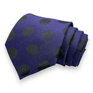Black and <b>Purple</b> Polka Dot Silk <b>Tie</b> - Product Image 1