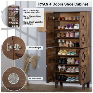 4 cửa 8 tầng Giày cao Tủ mô hình <span class=keywords><strong>Ryan</strong></span> 4 giày Tủ Pacific Oak colour Sản xuất tại Malaysia - Product Image 2