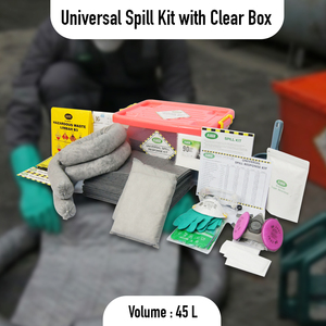 Kit Universal de Absorción de Derrames de 45L, Caja Transparente, Kit Absorbente de Aceite y Químicos, Kit de Respuesta a Derrames de Emergencia para Uso Industrial en Almacenes y Fábricas - Product Image 3