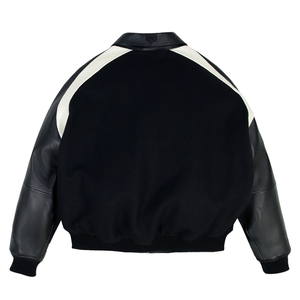 Veste en cuir pour homme, 100% cuir d'agneau, col rabattu, logo sur le devant, coupe-vent, respirante, hiver, Avirex, personnalisée, style streetwear - Product Image 2