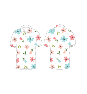Mens White Pastel Floral Print Polo Shirt Custom Sublimation Short Sleeve Summer Casual Breathable Lightweight Golf Shirt - Product Image 3