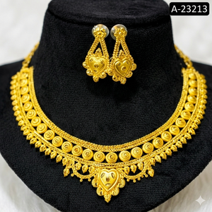 Women's 24K Gold Plated Flower <b>Necklace</b> and Earring Set Classic Wedding Jewelry Alloy A-23211 - Product Image 5