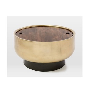 โต๊ะกาแฟทรงกลมโลหะอะลูมิเนียมสำหรับห้องนั่งเล่น รุ่นใหม่ล่าสุด ดีไซน์หรูหรา สีทองเหลืองโบราณ - Product Image 2