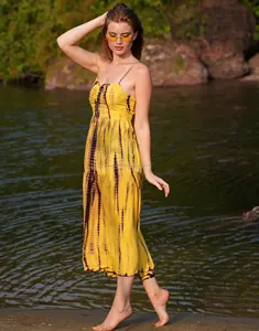 Summer Women Wear New Fashion Rayon Tie dye Strap Dress Trendy Party And Casual Wear High Low Backless Dress For Out Door Fun - Product Image 3