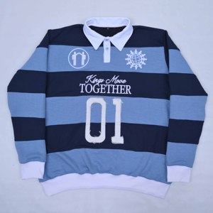 Camiseta de rugby de primera calidad con logotipo personalizado bordado en 3D en la parte delantera y aplique bordado con efecto desgastado en la parte trasera. - Product Image 3