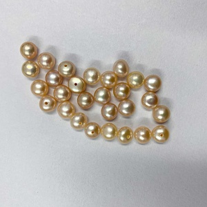 Super Fine qualité 7mm perle jaune d'eau douce calibrée pierre précieuse en vrac demi-percé cabochons ronds pierre précieuse en gros - Product Image 3