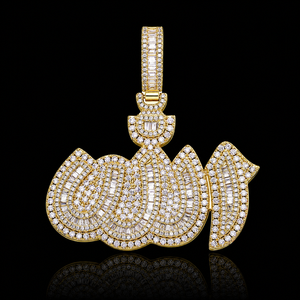 Prix de gros Pendentif unisexe en argent sterling 925 entièrement serti de moissanite taille ronde et baguette, style hip-hop - Product Image 6