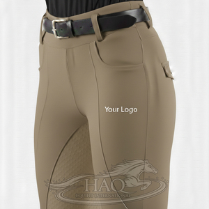 Leggings d'équitation couleur beige à prix de gros, fabrication directe usine, leggings d'équitation sur mesure avec assise intégrale en silicone - Product Image 1