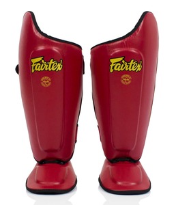 Precio al por mayor Nuevo estilo Protector de espinilla Fairtex de cuero PU rojo para entrenamiento de Kickboxing en todas las estaciones - Product Image 1