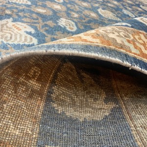 Hand Knotted Wool 9x12 Navy Blue Traditional Area <b>Rug</b> with Ivory Paisley Floral Motifs Fine Border for Living Room <b>Bedroom</b> Decor - Product Image 6