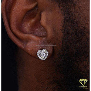 Luxury 925 <b>Sterling</b> <b>Silver</b> Moissanite Diamond <b>Heart</b> Stud <b>Earrings</b> With Brilliant Stone Detail For Wholesale Buyers - Product Image 4