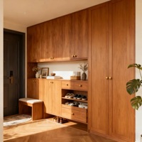Diseño Gratuito de un Zapatero Moderno de Gran Capacidad, Ecológico y de Estilo Madera para Muebles de Sala de Estar en Apartamentos y Escuelas