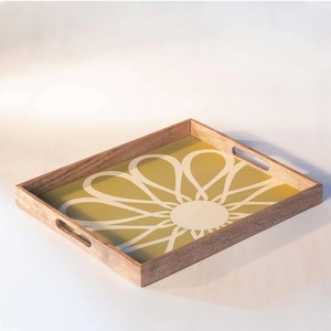 Rectangular Wooden Serving Tray Bowl Scenic Pattern Handle Multi Functional Home Hotel <b>Snacks</b> Decorative Storage Trays - Product Image 2