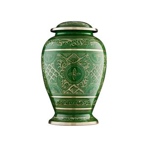 Grand Heritage Brass Adult Cremation Memorial Funeral Urn <b>Ash</b> <b>Keepsake</b> Holder Featuring Secure Decorative Lid Detailing - Product Image 3