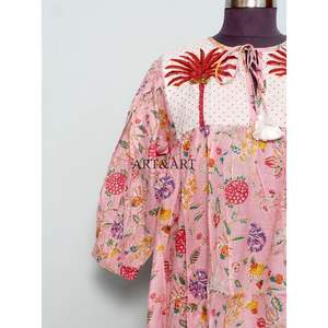 Vestidos Midi Boho de Verano con Estampado Floral Dulce de 2 Piezas, 100% Algodón, Cuello en V, Borlas, Manga Corta, Holgados e Informales - Product Image 3