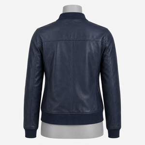 Veste en cuir matelassée pour femme, coupe contemporaine, texture lisse, écologique, imperméable, réversible, polyvalente, décontractée - Product Image 5