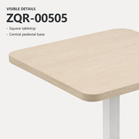 Table de réunion moderne à piétement carré, plateau en bois clair de 800 mm avec pieds en métal, base blanche pour les zones de réception et de discussion au bureau