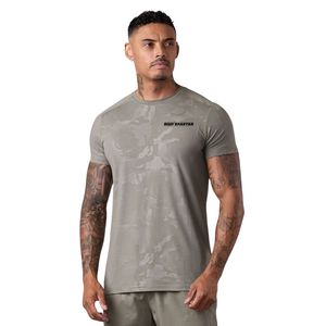 Camiseta Deportiva Gris Camuflaje para Hombre, Manga Corta, Transpirable, Ligera, para Gimnasio, Entrenamiento, Running y Fitness - Product Image 1