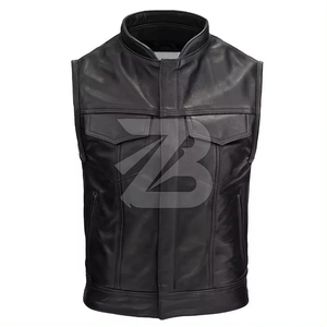 Men's <b>Black</b> PU Leather Racing <b>Vest</b>-Reversible & Waterproof High Street Style Plus Size Outerwear - Product Image 1
